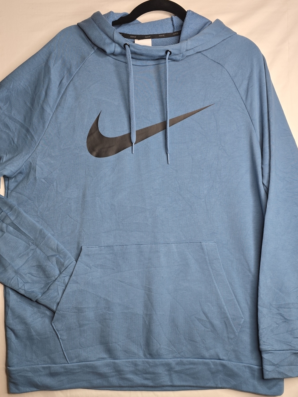 Nike Dri-Fit Light Blue Pullover Hoodie with Black Swoosh Casual Athletics